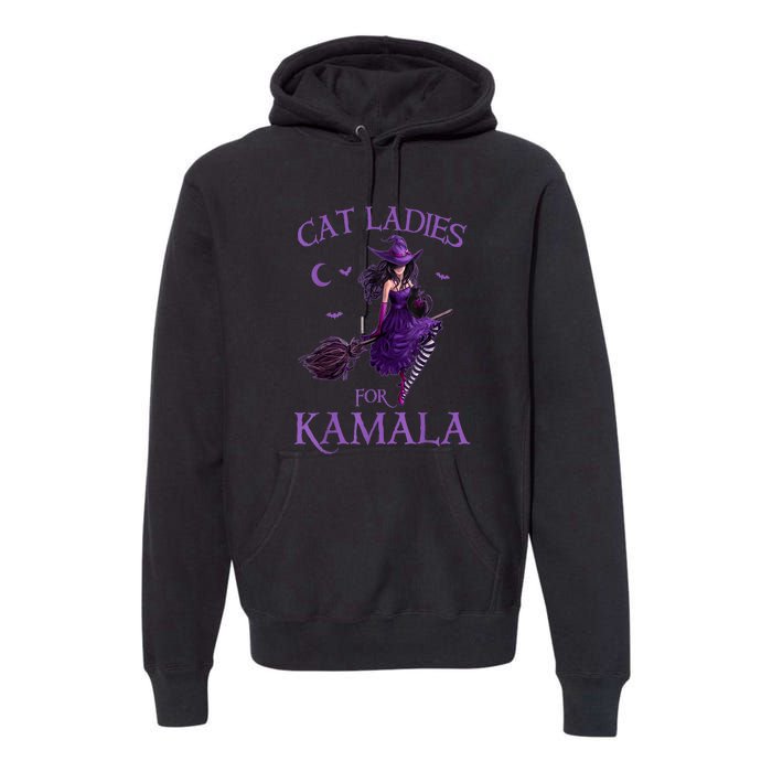 Halloween Witches Harris Cat Ladies For Kamala Harris 2024 Gift Premium Hoodie