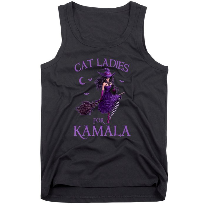 Halloween Witches Harris Cat Ladies For Kamala Harris 2024 Gift Tank Top