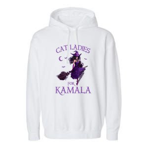 Halloween Witches Harris Cat Ladies For Kamala Harris 2024 Gift Garment-Dyed Fleece Hoodie