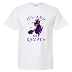 Halloween Witches Harris Cat Ladies For Kamala Harris 2024 Gift Garment-Dyed Heavyweight T-Shirt