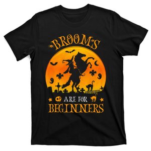 Horses Witch Halloween Funny Brooms Are For Beginners T-Shirt