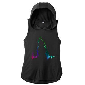 Howling Wolf Heartbeat Gift Spirit Animal Wolf Gift Ladies PosiCharge Tri-Blend Wicking Draft Hoodie Tank