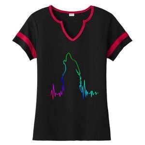 Howling Wolf Heartbeat Gift Spirit Animal Wolf Gift Ladies Halftime Notch Neck Tee