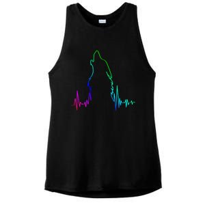 Howling Wolf Heartbeat Gift Spirit Animal Wolf Gift Ladies PosiCharge Tri-Blend Wicking Tank