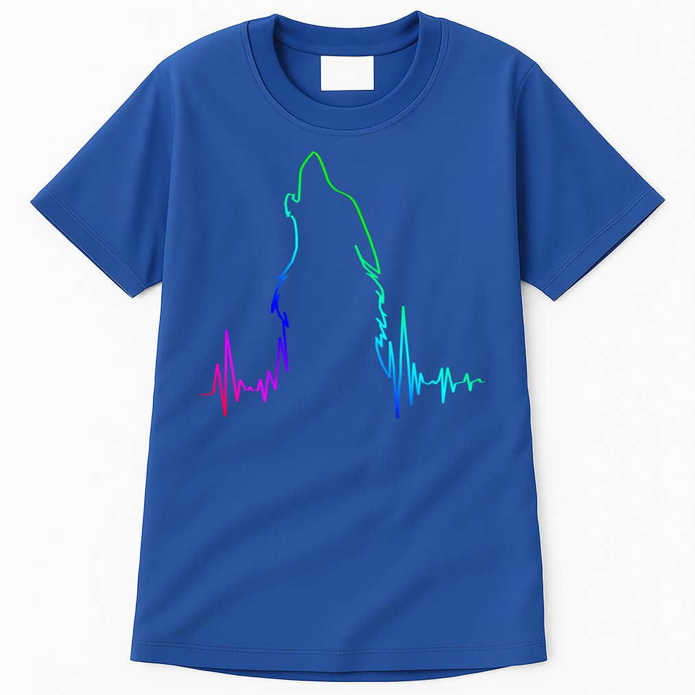 Howling Wolf Heartbeat Gift Spirit Animal Wolf Gift Tall T-Shirt