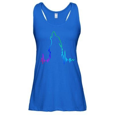 Howling Wolf Heartbeat Gift Spirit Animal Wolf Gift Ladies Essential Flowy Tank