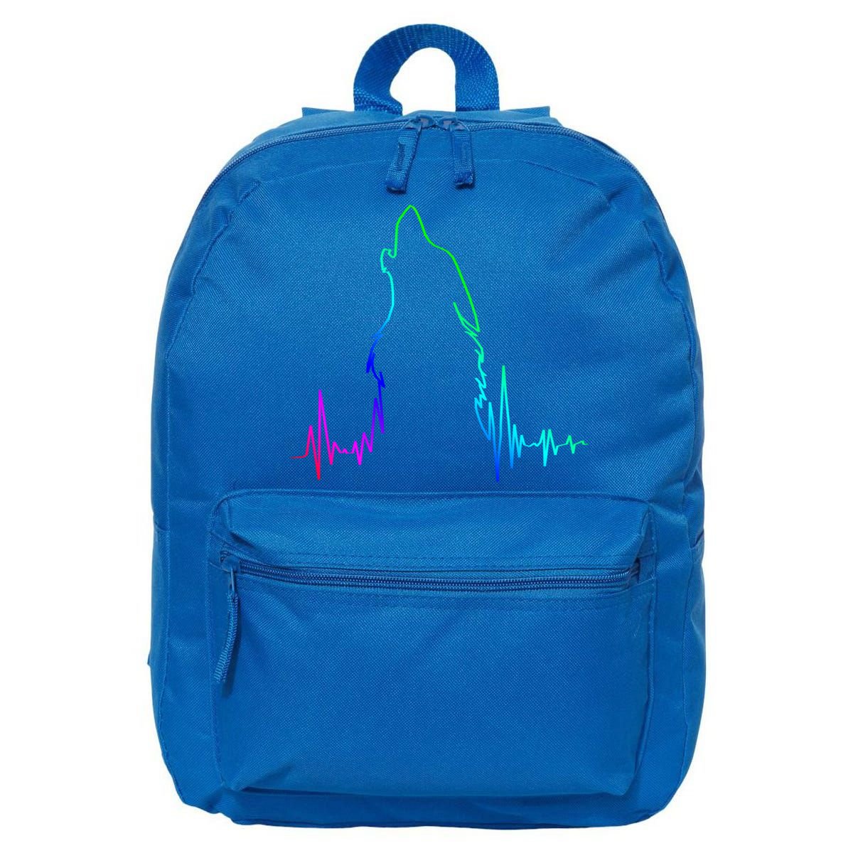 Howling Wolf Heartbeat Gift Spirit Animal Wolf Gift 16 in Basic Backpack