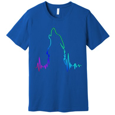 Howling Wolf Heartbeat Gift Spirit Animal Wolf Gift Premium T-Shirt