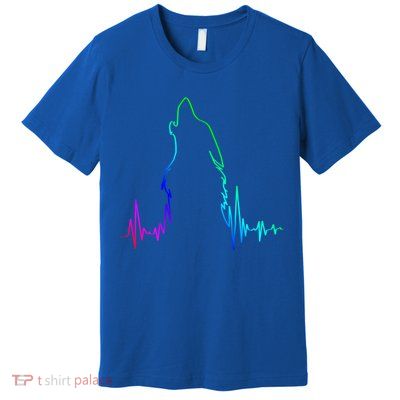 Howling Wolf Heartbeat Gift Spirit Animal Wolf Gift Premium T-Shirt