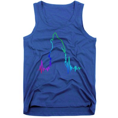 Howling Wolf Heartbeat Gift Spirit Animal Wolf Gift Tank Top