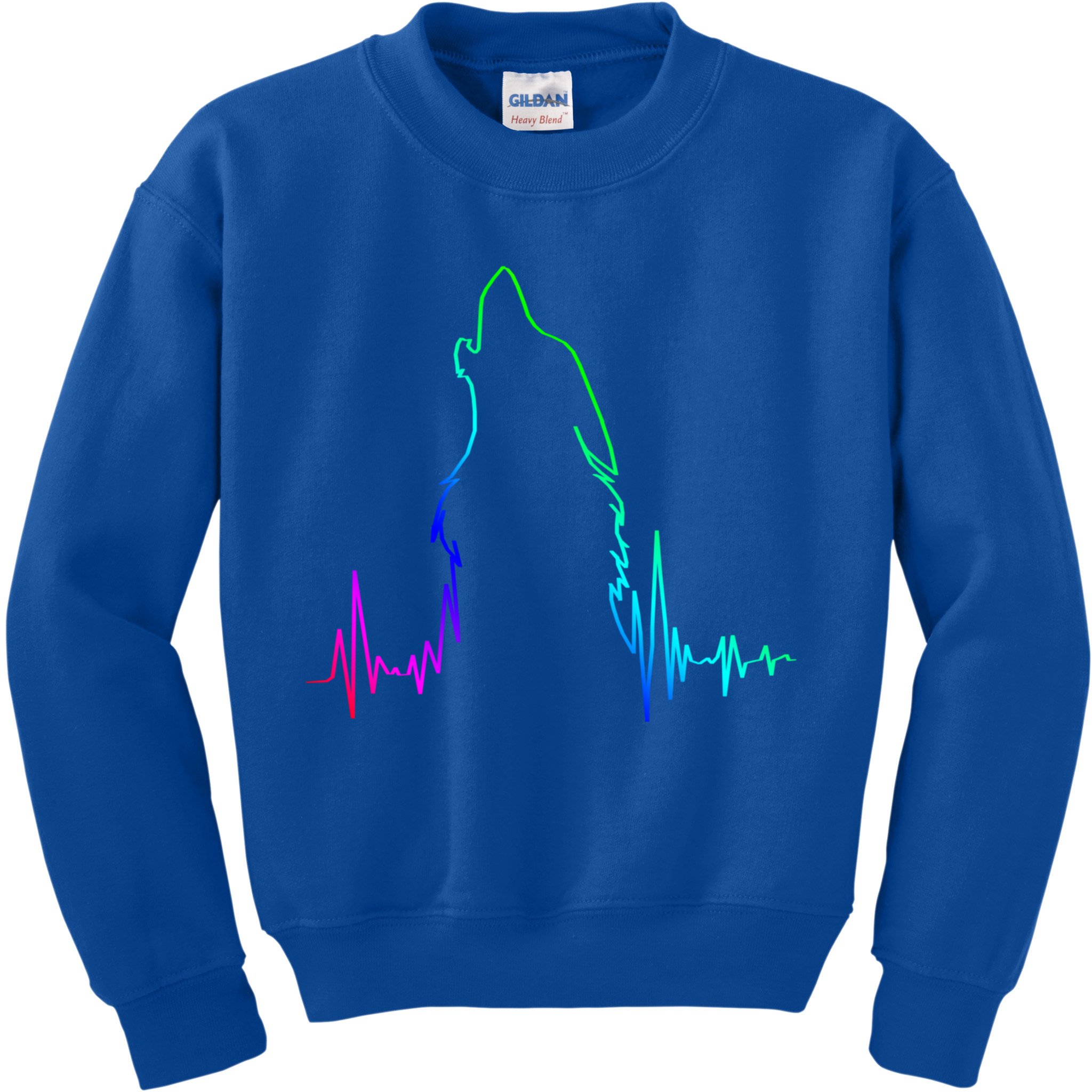 Howling Wolf Heartbeat Gift Spirit Animal Wolf Gift Kids Sweatshirt