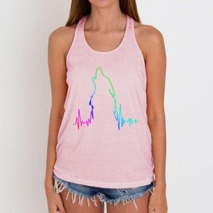 Howling Wolf Heartbeat Gift Spirit Animal Wolf Gift Women's Knotted Racerback Tank