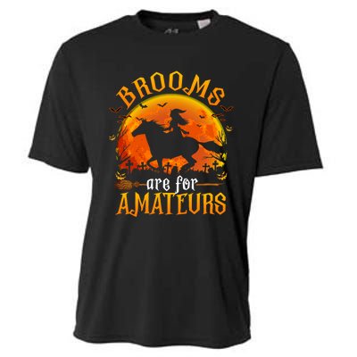 Horses Witch Halloween Funny Brooms Are For Amateurs Cooling Performance Crew T-Shirt