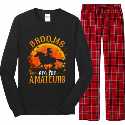 Horses Witch Halloween Funny Brooms Are For Amateurs Long Sleeve Pajama Set