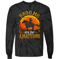 Horses Witch Halloween Funny Brooms Are For Amateurs Tie-Dye Long Sleeve Shirt