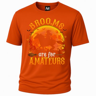 Horses Witch Halloween Funny Brooms Are For Amateurs Cooling Performance Crew T-Shirt