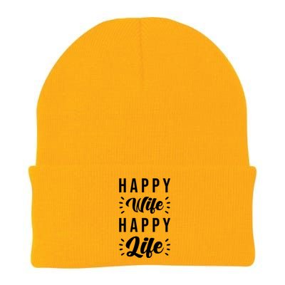 Happy Wife Happy Life Funny Gift Happy Wife Happy Life Gift Knit Cap Winter Beanie