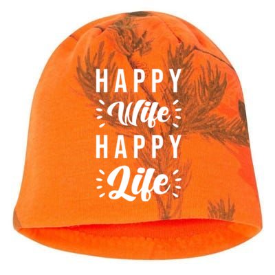 Happy Wife Happy Life Funny Gift Happy Wife Happy Life Gift Kati - Camo Knit Beanie