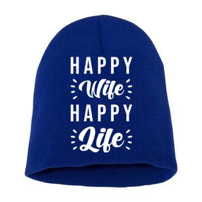 Happy Wife Happy Life Funny Gift Happy Wife Happy Life Gift Short Acrylic Beanie