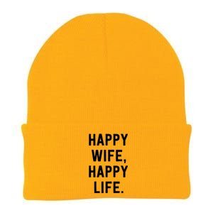 Happy Wife Happy Life Gift Mom Life Sayings Gift Knit Cap Winter Beanie