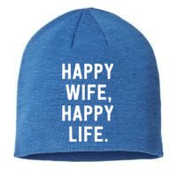 Happy Wife Happy Life Gift Mom Life Sayings Gift Sustainable Beanie