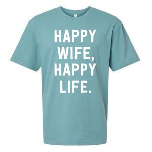 Happy Wife Happy Life Gift Mom Life Sayings Gift Sueded Cloud Jersey T-Shirt