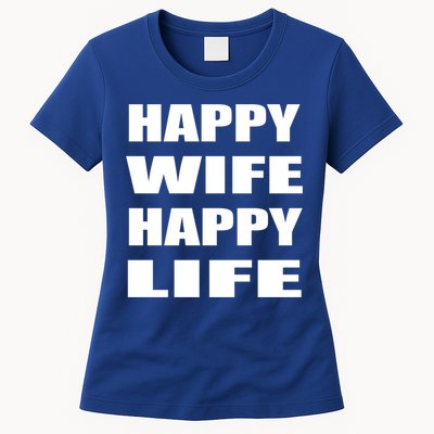 Happy Wife Happy Life Bride Wedding Husband Marriage Funny Gift Womens T-Shirt