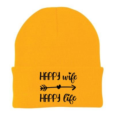 Happy Wife Happy Life Brides Gift For Wives From Husband Cute Gift Knit Cap Winter Beanie