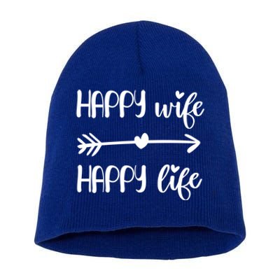 Happy Wife Happy Life Brides Gift For Wives From Husband Cute Gift Short Acrylic Beanie