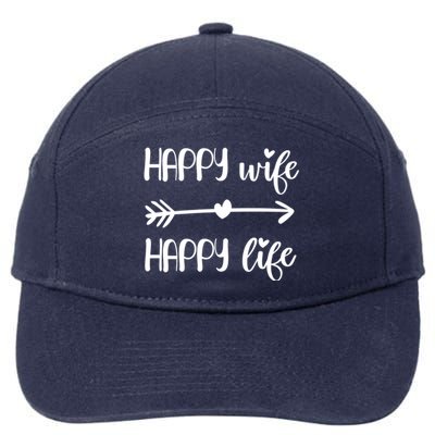 Happy Wife Happy Life Brides Gift For Wives From Husband Cute Gift 7-Panel Snapback Hat