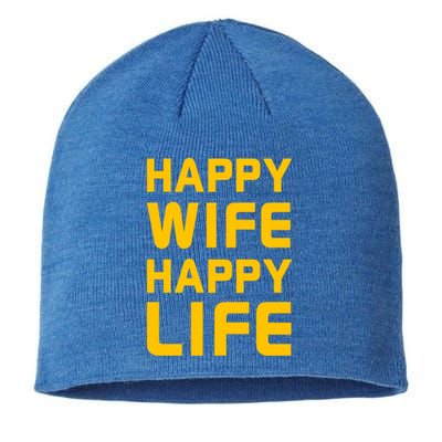 Happy Wife Happy Life Design Perfect Gift For Husband Funny Gift Sustainable Beanie