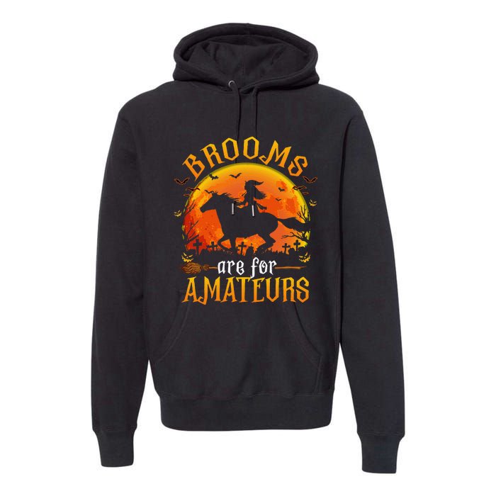 Horses Witch Halloween Funny Brooms Are For Amateurs Gift Premium Hoodie