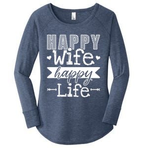 Happy Wife Happy Life Funny Wives Saying Cool Gift Women's Perfect Tri Tunic Long Sleeve Shirt