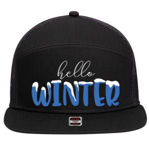 Hello Winter Holiday Season 7 Panel Mesh Trucker Snapback Hat