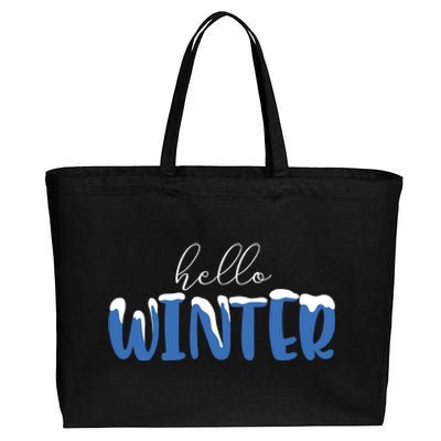 Hello Winter Holiday Season Cotton Canvas Jumbo Tote