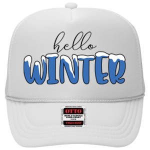 Hello Winter Holiday Season High Crown Mesh Back Trucker Hat