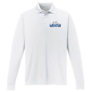 Hello Winter Holiday Season Performance Long Sleeve Polo