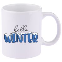 Hello Winter Holiday Season 11oz C Handle Ceramic Mug