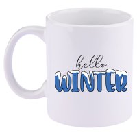 Hello Winter Holiday Season 11oz C Handle Ceramic Mug