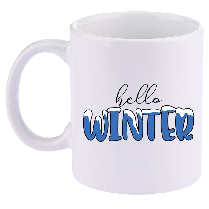 Hello Winter Holiday Season 11oz C Handle Ceramic Mug