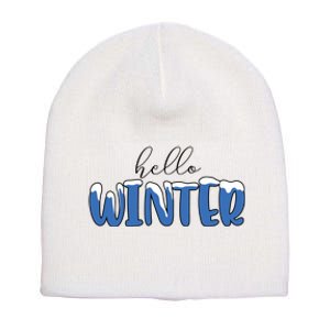 Hello Winter Holiday Season Short Acrylic Beanie