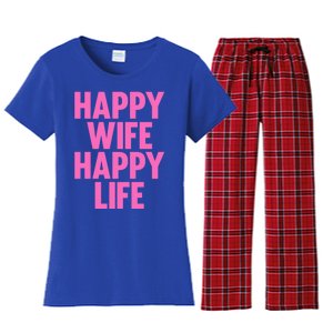 Happy Wife Happy Life Gift Partner Husband Wife Cool Gift Women's Flannel Pajama Set