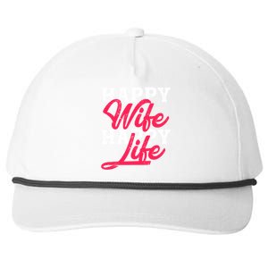 Happy Wife Happy Life Happy Wife Happy Life Gift Snapback Five-Panel Rope Hat