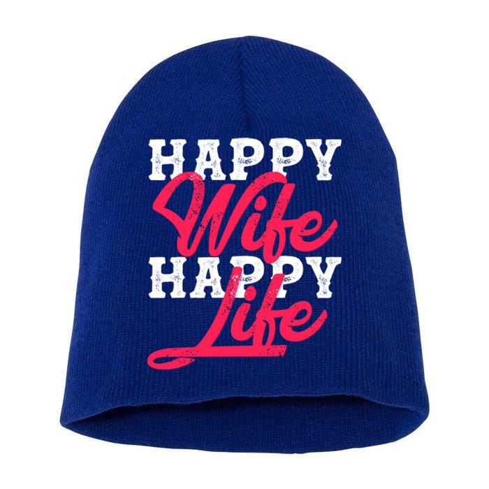 Happy Wife Happy Life Happy Wife Happy Life Gift Short Acrylic Beanie