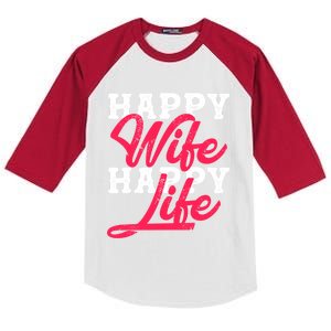 Happy Wife Happy Life Happy Wife Happy Life Gift Kids Colorblock Raglan Jersey