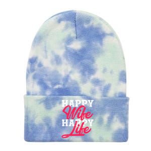 Happy Wife Happy Life Happy Wife Happy Life Gift Tie Dye 12in Knit Beanie