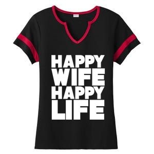 Happy Wife Happy Life Meaningful Gift Ladies Halftime Notch Neck Tee