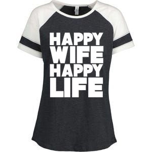 Happy Wife Happy Life Meaningful Gift Enza Ladies Jersey Colorblock Tee