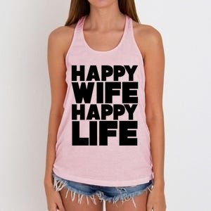 Happy Wife Happy Life Meaningful Gift Women's Knotted Racerback Tank