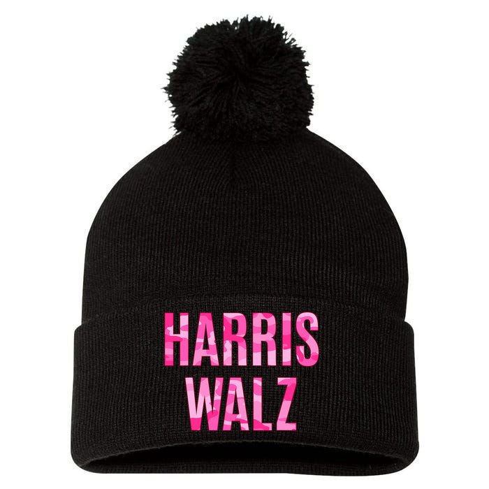 Harris Walz Hunting Camouflage Camo Pom Pom 12in Knit Beanie